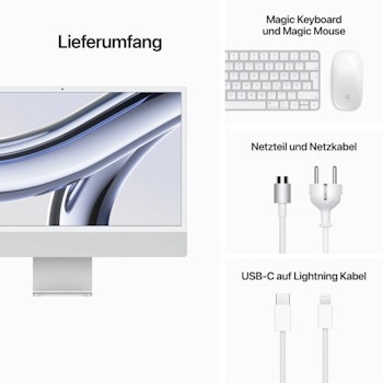 iMac, MQR93D/A, 24" Silber M3 Chip 8GB, 256GB SSD (4 von 4)